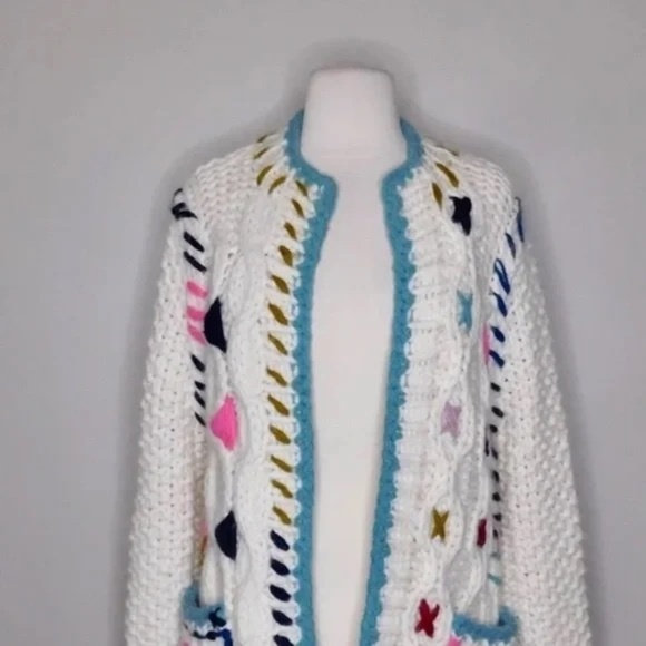 NWT!! ANTHROPOLOGIE Lima Handknit & Heartfelt Embroidered Cardigan Sweater XS/S - Picture 4 of 15
